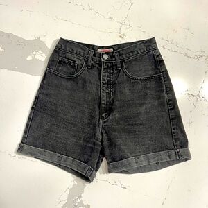 Vintage GUESS Black Denim Shorts 90s High Rise Cuffed USA